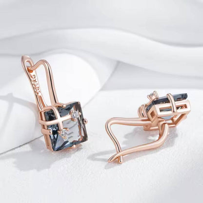 Square Gem Rose Gold Earrings - Diane Jewelry