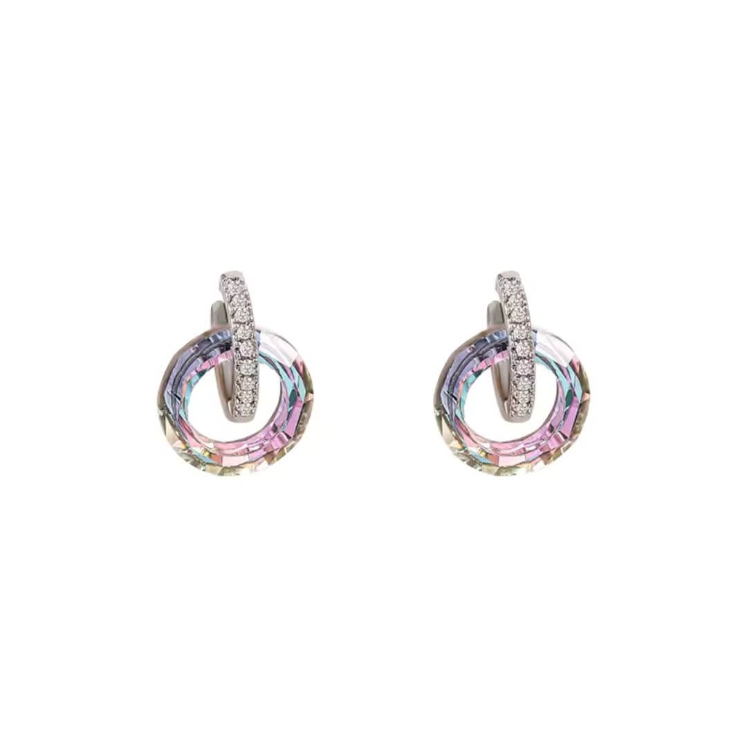 Aurora Crystal Circle Drop Earrings - Diane Jewelry