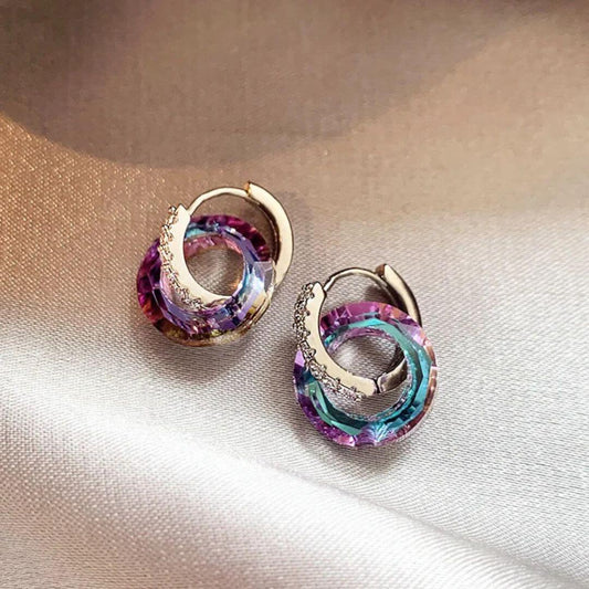 Aurora Crystal Circle Drop Earrings - Diane Jewelry