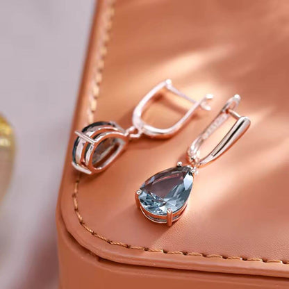 Teardrop Gray Rose Gold Earrings - Diane Jewelry