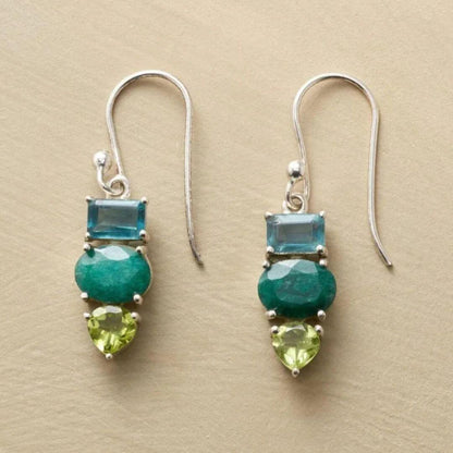 Multicolor Gemstone Silver Drop Earrings - Diane Jewelry