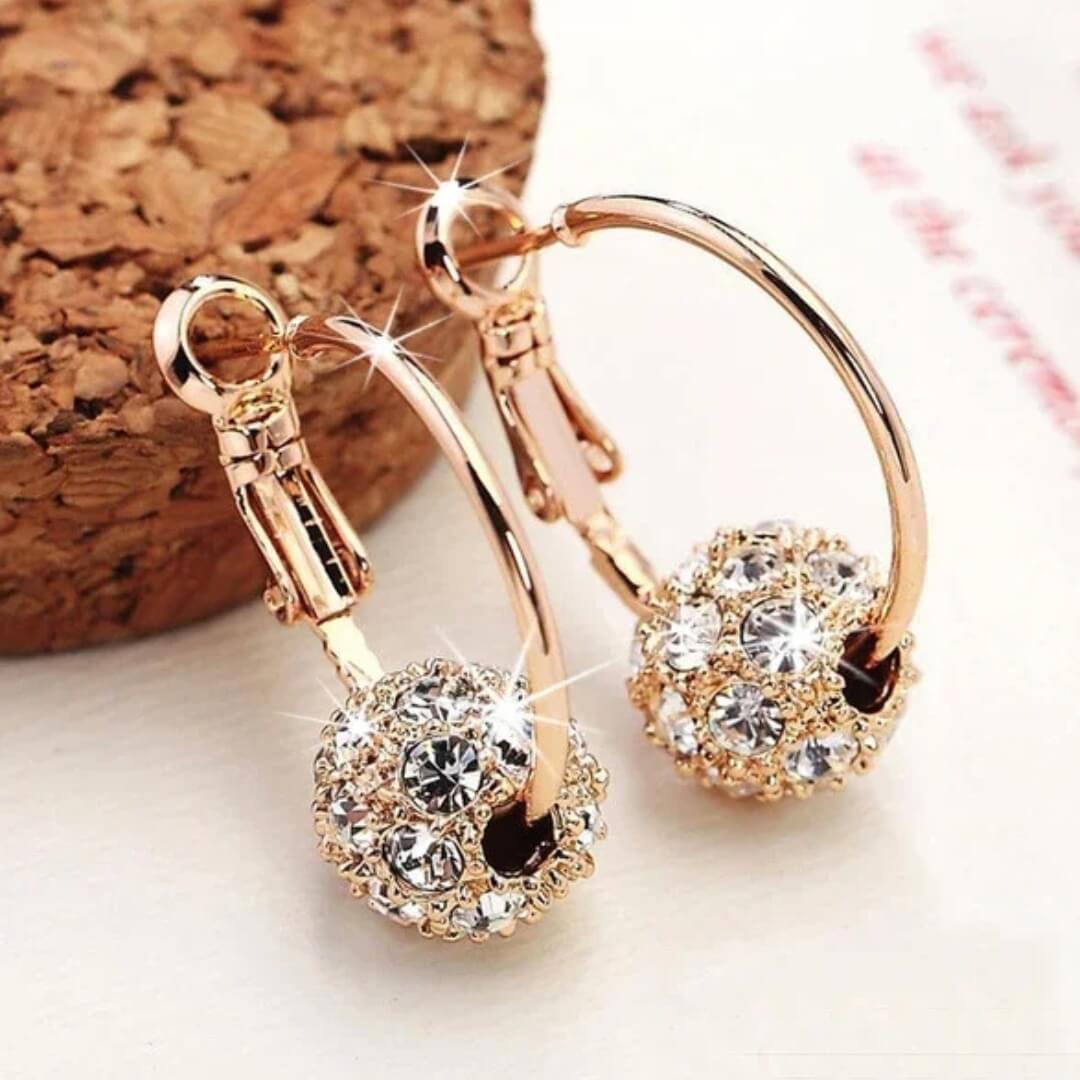Crystal Ball Hoop Earrings - Diane Jewelry