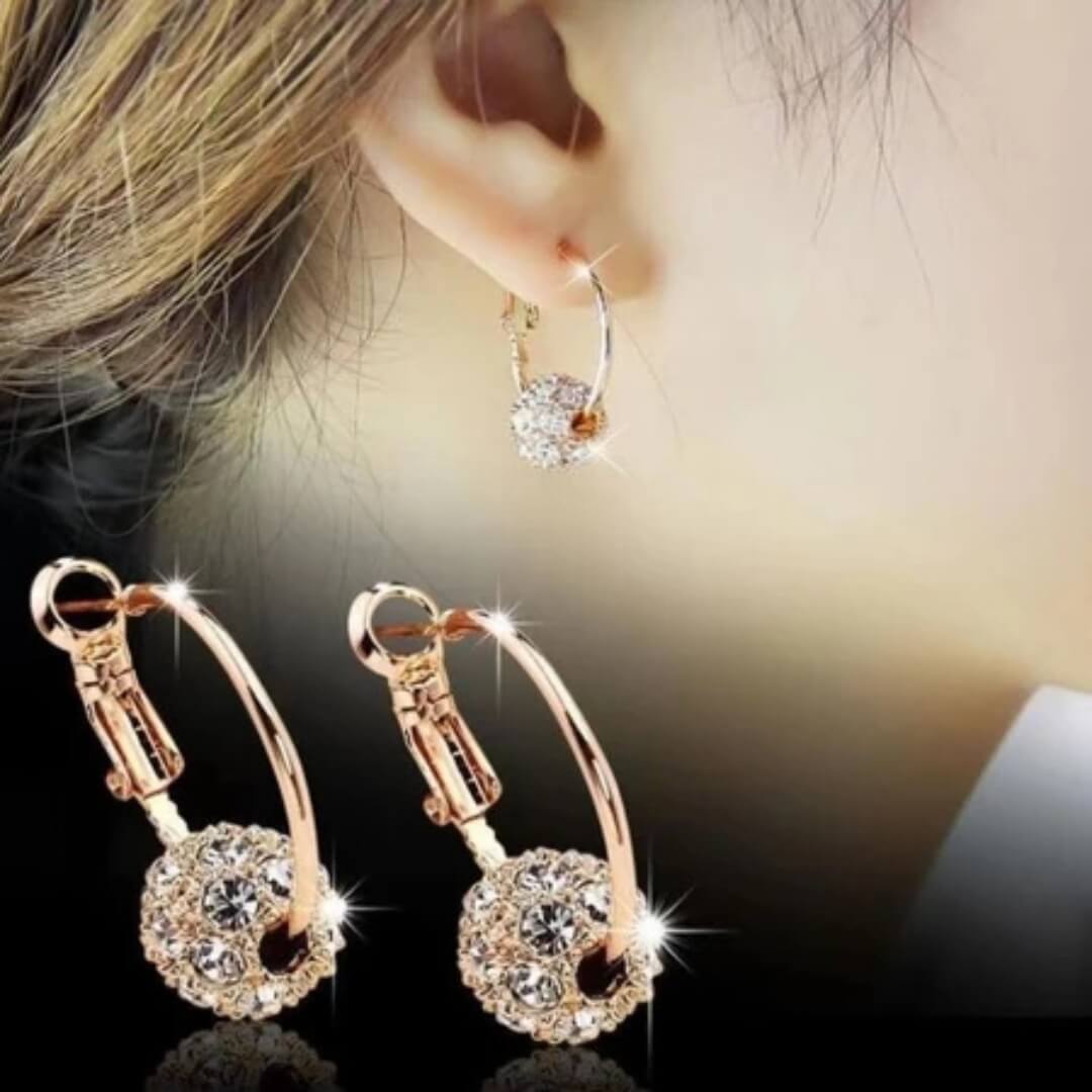 Crystal Ball Hoop Earrings - Diane Jewelry