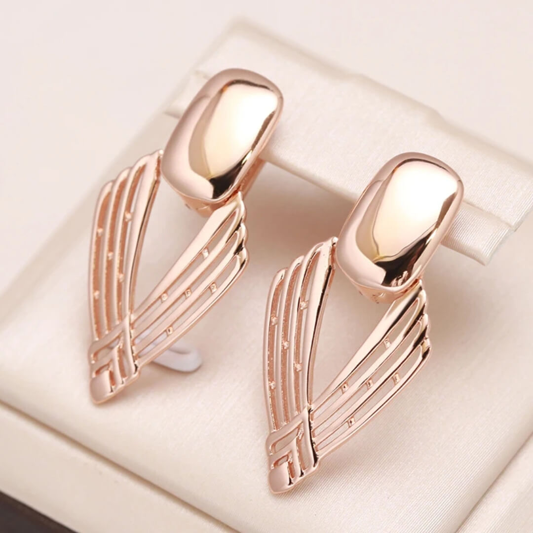 Rose Gold Retro Statement Earrings - Diane Jewelry
