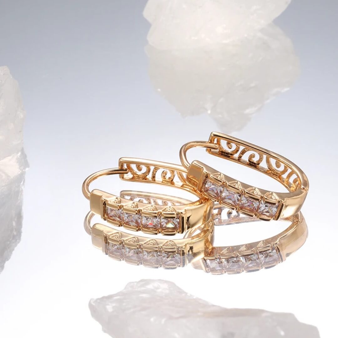 Rose Gold Square Hoop Earrings - Diane Jewelry