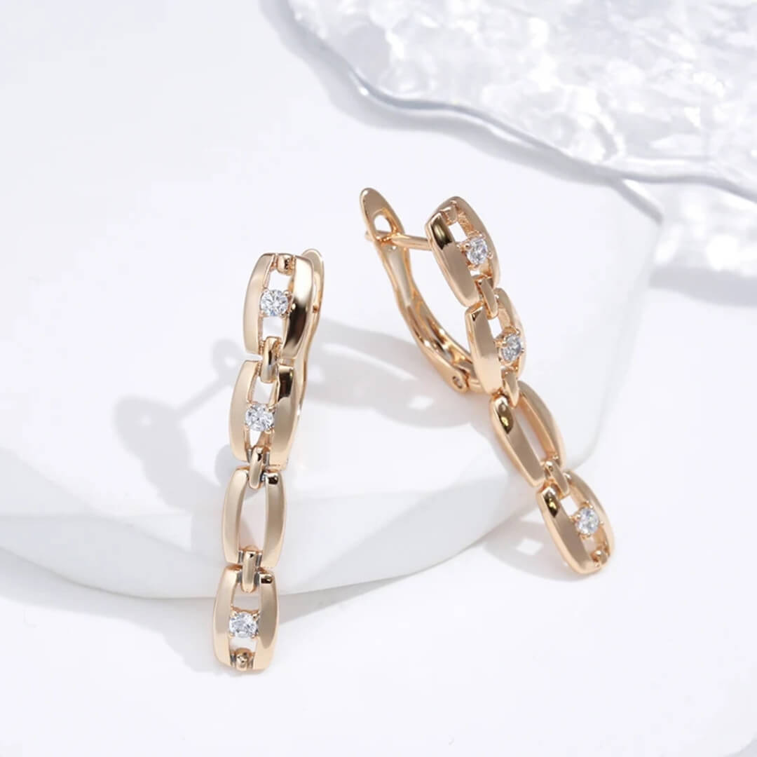 Gold Chain Link Hoop Earrings - Diane Jewelry