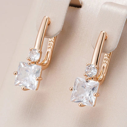 Gold Square Crystal Drop Earrings - Diane Jewelry