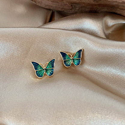 Blue Green Butterfly Stud Earrings - Diane Jewelry