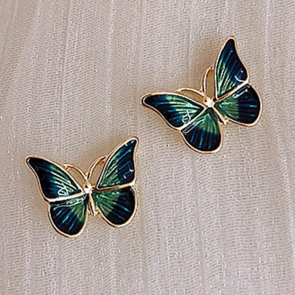 Blue Green Butterfly Stud Earrings - Diane Jewelry