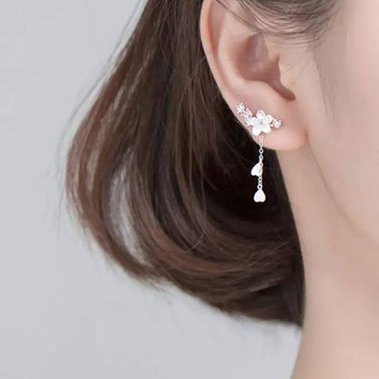 Pink Flower Dangle Drop Earrings - Diane Jewelry