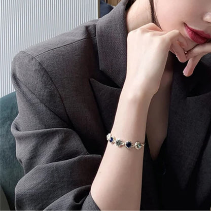 Elegant Gold Gemstone Link Bracelet - Diane Jewelry