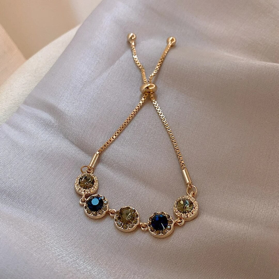 Elegant Gold Gemstone Link Bracelet - Diane Jewelry