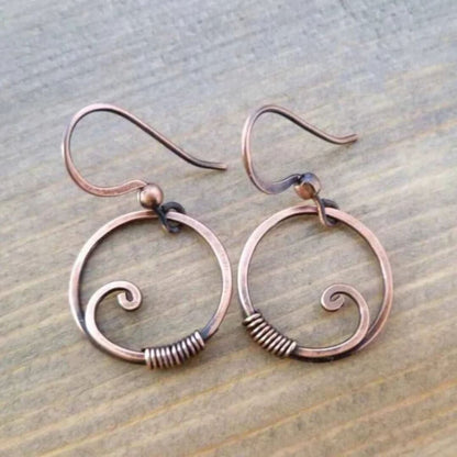 Vintage Copper Spiral Earrings - Diane Jewelry