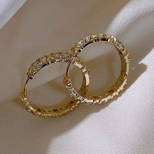 Stylish Gold Hoop Earrings - Diane Jewelry