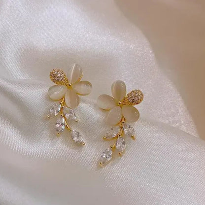 Statement Floral Crystal Earrings - Diane Jewelry