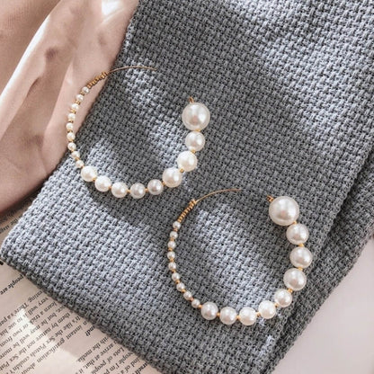 Bold Pearl Hoop Earrings - Diane Jewelry