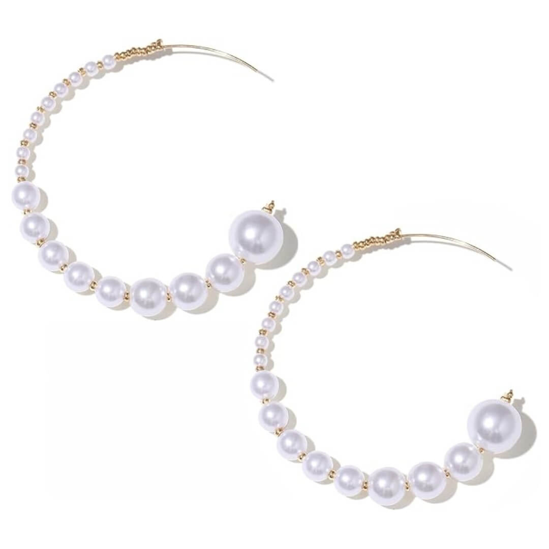 Bold Pearl Hoop Earrings - Diane Jewelry
