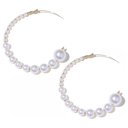 Bold Pearl Hoop Earrings - Diane Jewelry