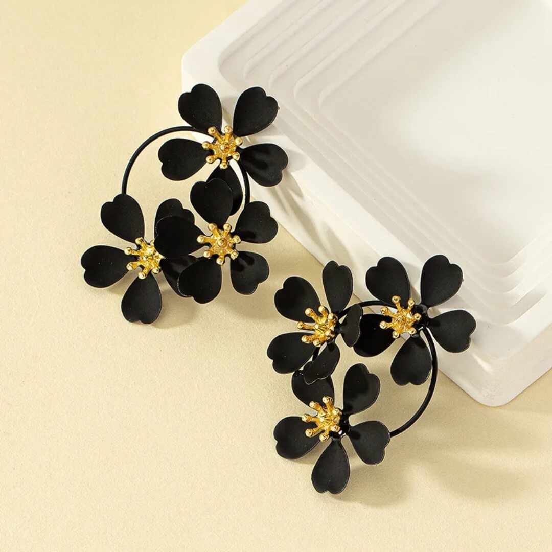Black Bloom Statement Earrings - Diane Jewelry