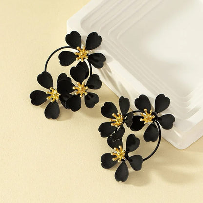 Black Bloom Statement Earrings - Diane Jewelry