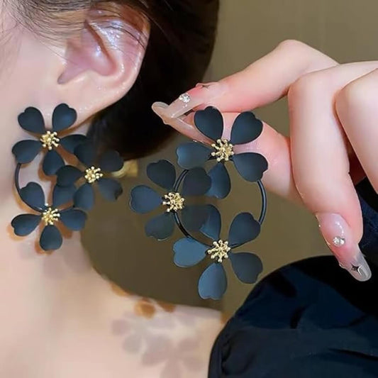 Black Bloom Statement Earrings - Diane Jewelry