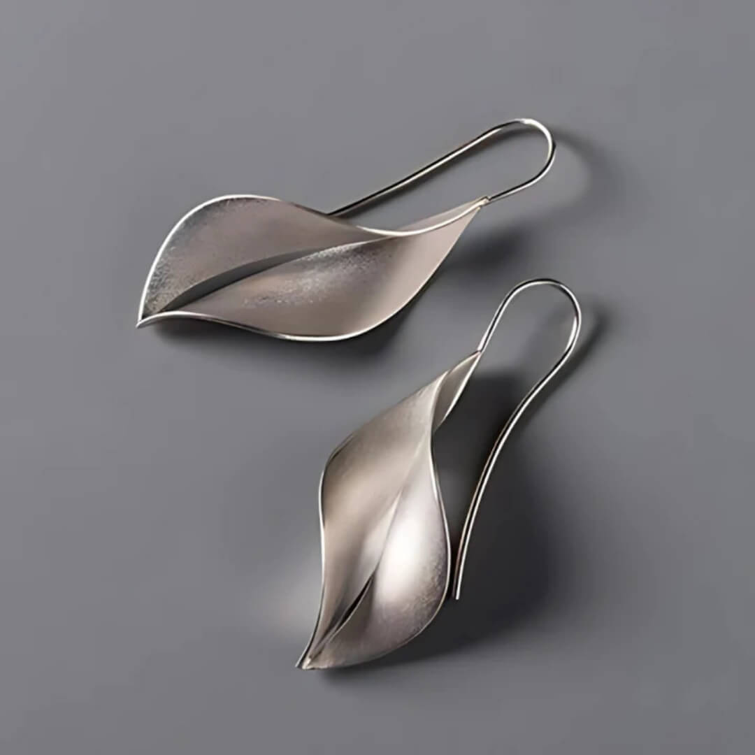 Minimalist Silver Leaf Drop Earrings - Diane Jewelry