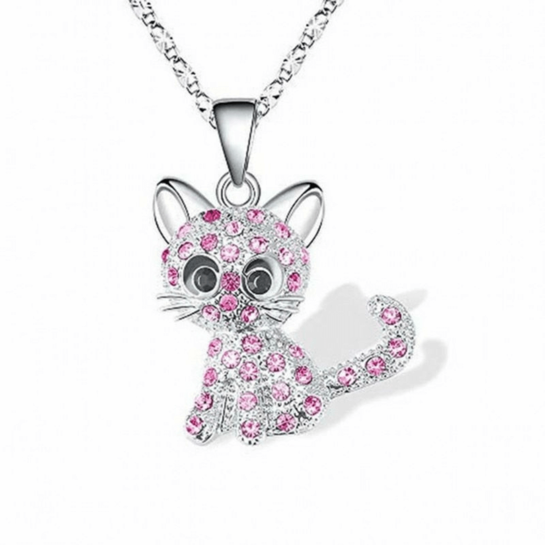 Glitter Cat Charm Jewelry Necklace - Diane Jewelry