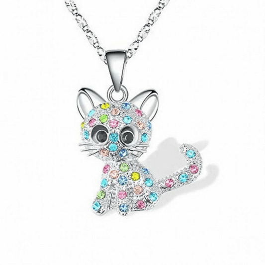 Glitter Cat Charm Jewelry Necklace - Diane Jewelry