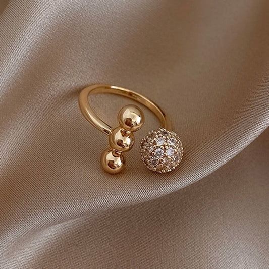 Gold Ball Sparkle Statement Ring - Diane Jewelry