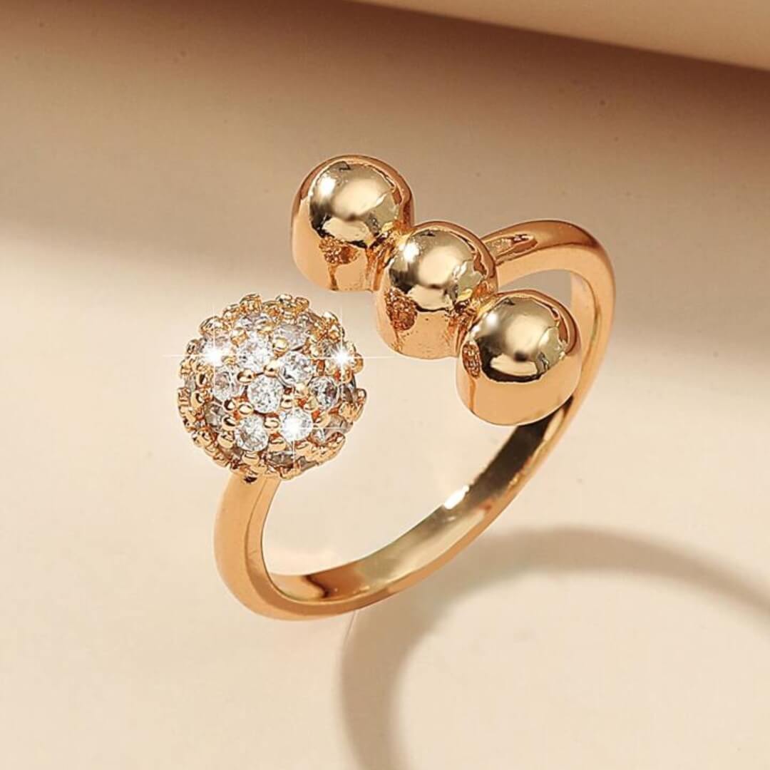 Gold Ball Sparkle Statement Ring - Diane Jewelry