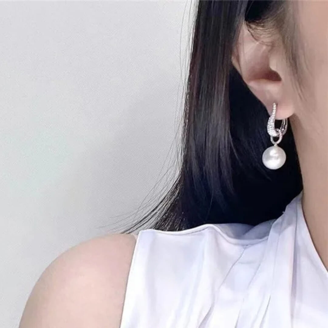 Silver Pearl Drop Dangle Earrings - Diane Jewelry