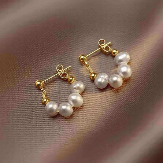 Gold Pearl Mini Hoop Earrings Emma & Noah Jewelry
