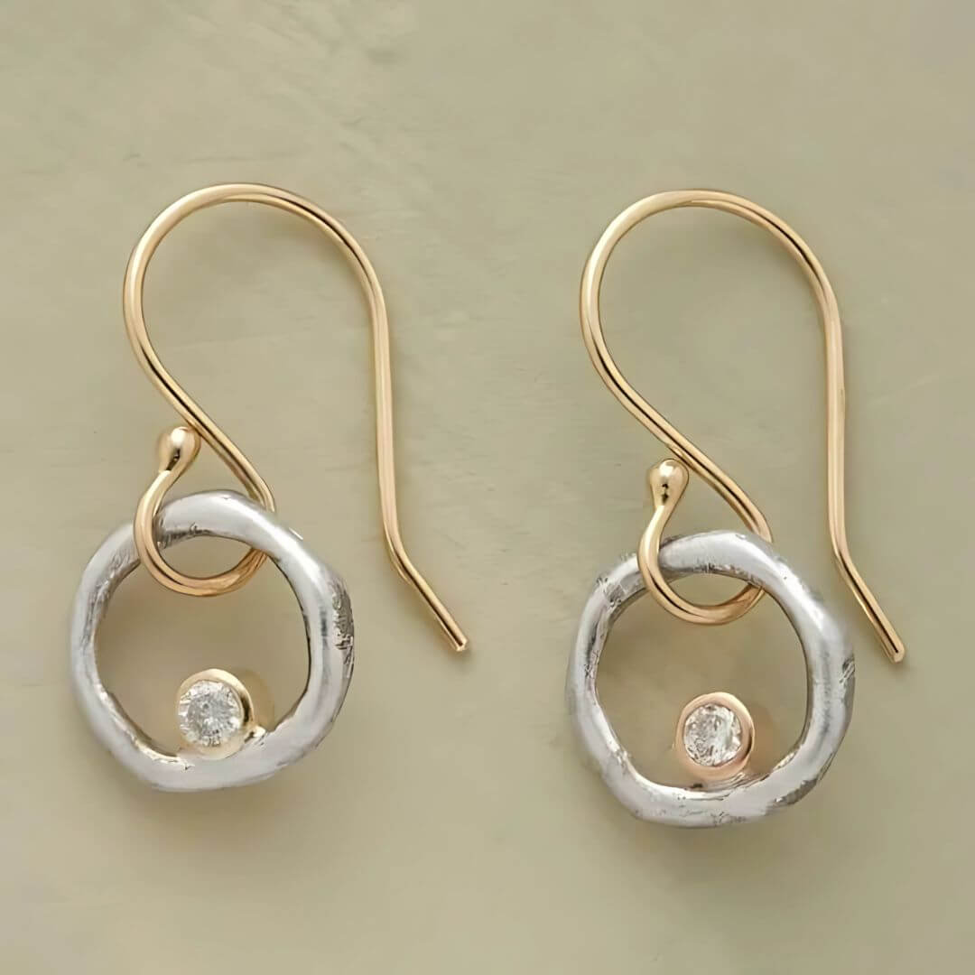 Mixed Metal Circle Drop Earrings - Diane Jewelry