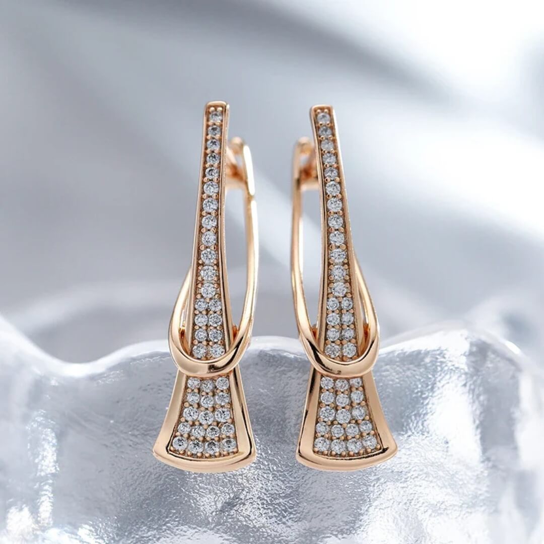 Elegant Gold Crystal Drop Earrings - Diane Jewelry