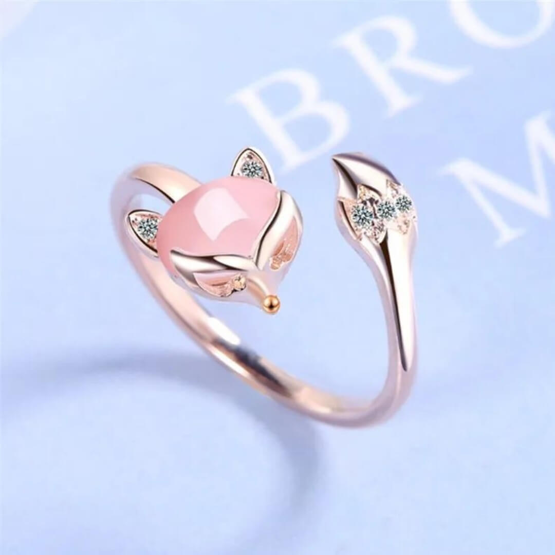 Adjustable Pink Fox Wrap Ring - Diane Jewelry