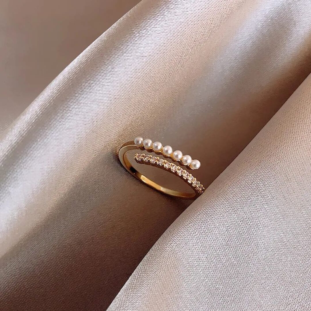 Gold Pearl Open Statement Ring - Diane Jewelry