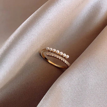 Gold Pearl Open Statement Ring - Diane Jewelry