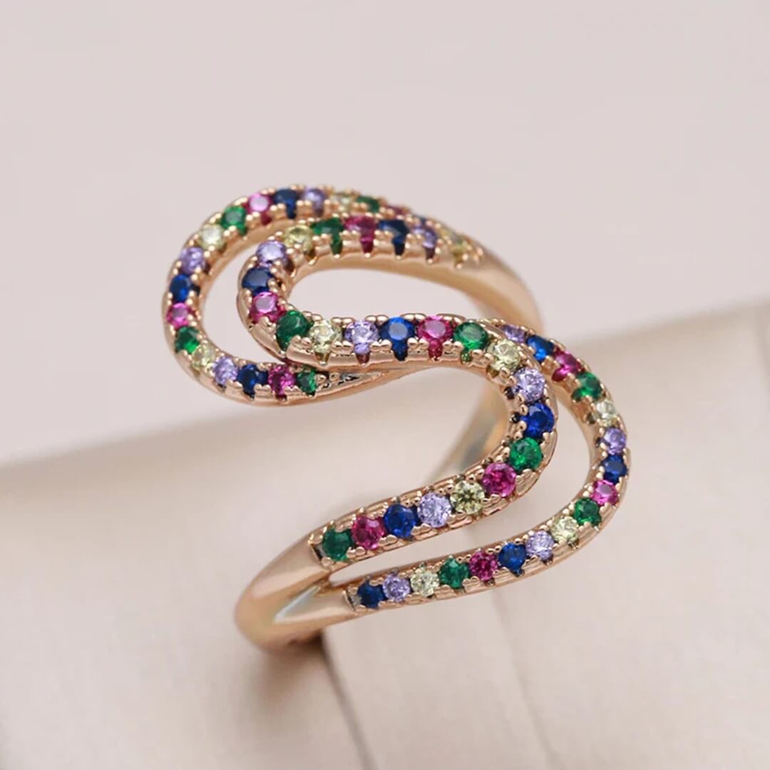 Colorful Wave Multistone Statement Ring - Diane Jewelry