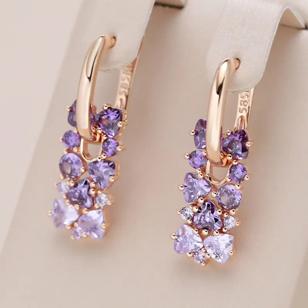 Rose Gold Lavender Gemstone Earrings - Diane Jewelry
