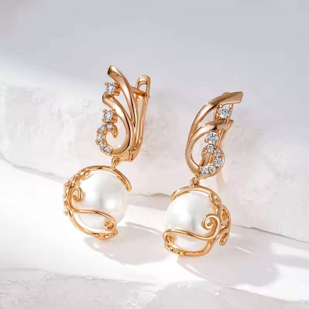 Filigree Pearl Drop Earrings - Diane Jewelry