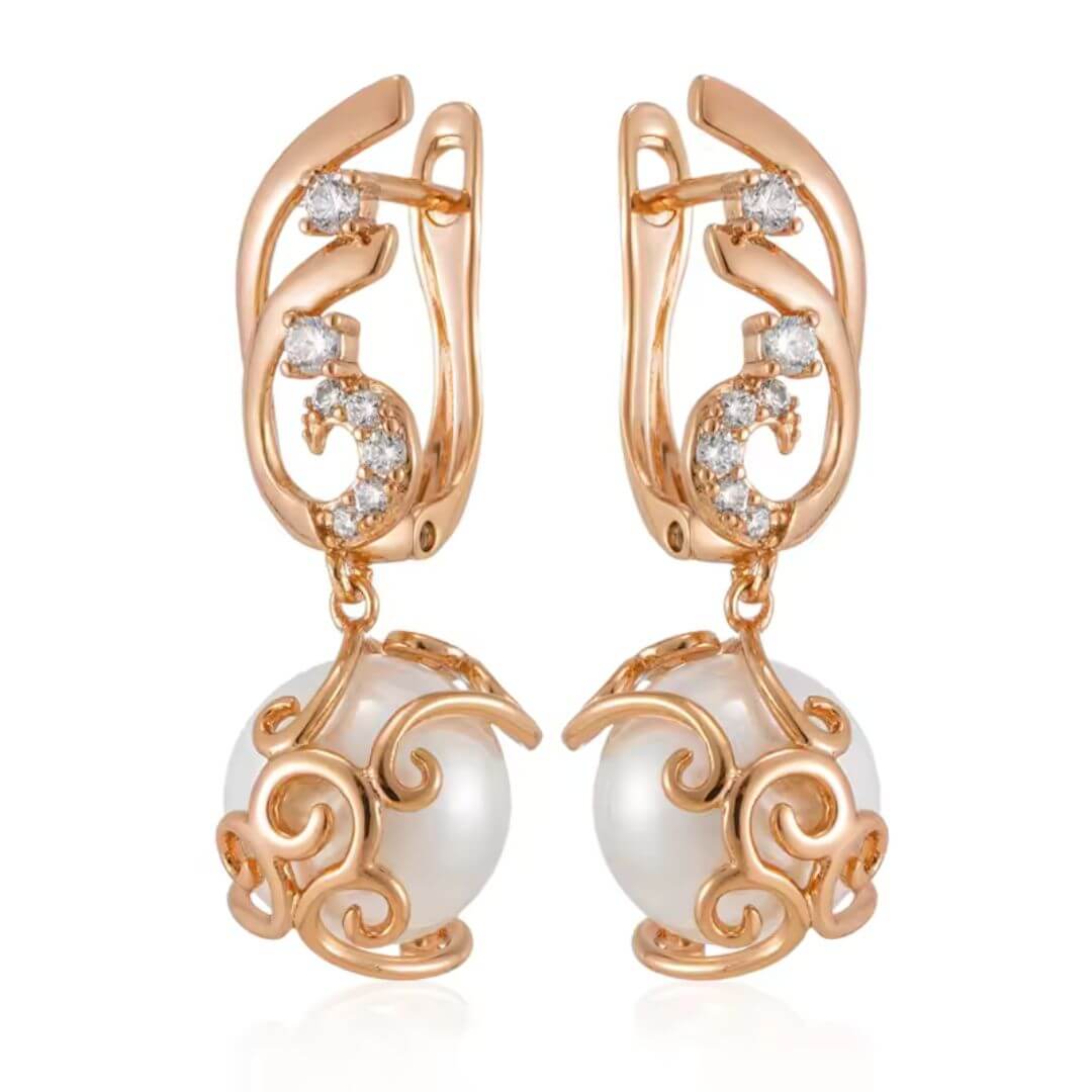 Filigree Pearl Drop Earrings - Diane Jewelry