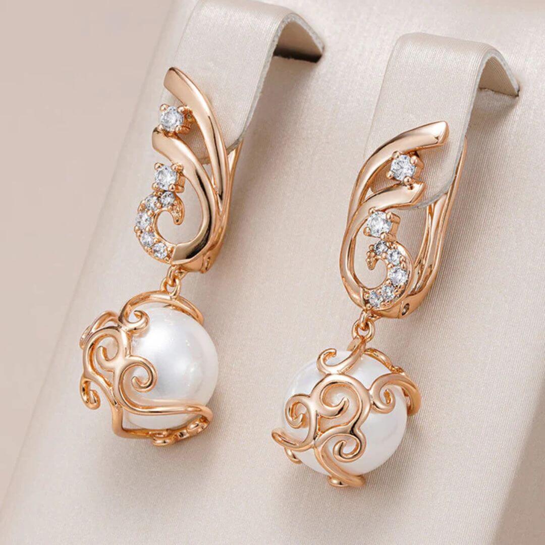 Filigree Pearl Drop Earrings - Diane Jewelry