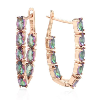 Iridescent Gemstone Hoop Earrings - Diane Jewelry