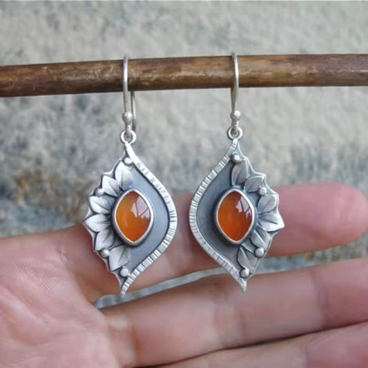 Carnelian Floral Drop Earring - Diane Jewelry