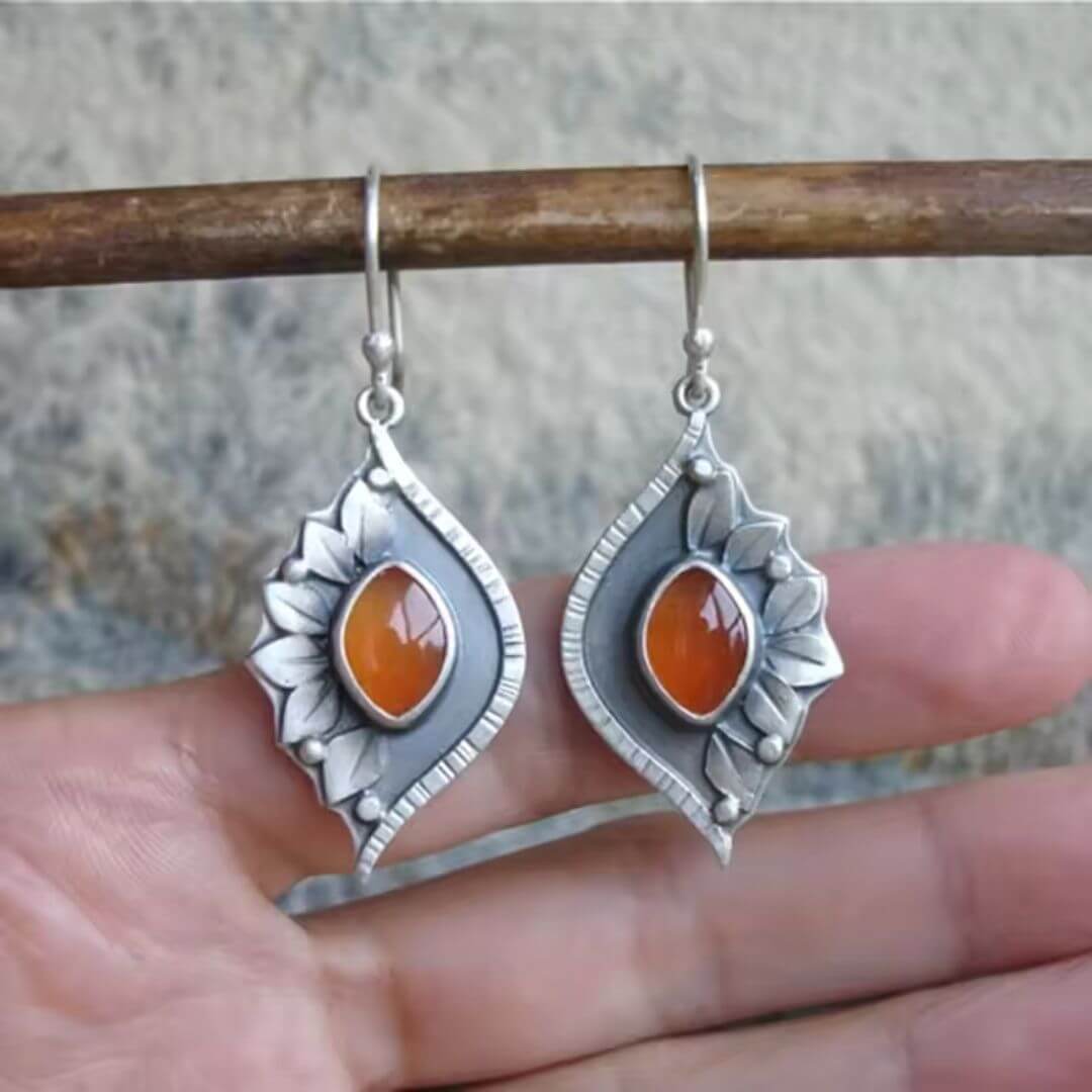 Carnelian Floral Drop Earring - Diane Jewelry