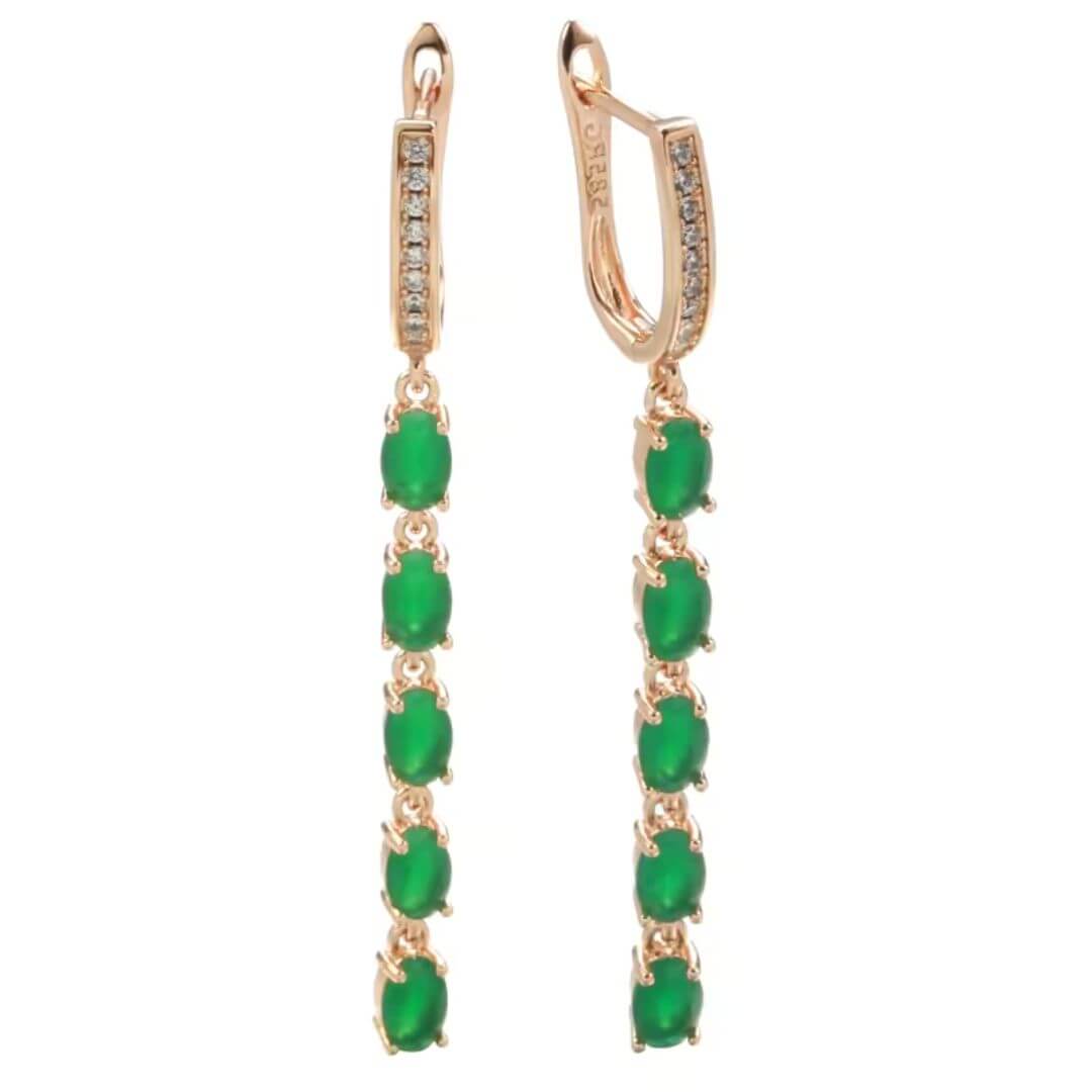 Emerald Long Dangle Earrings - Diane Jewelry