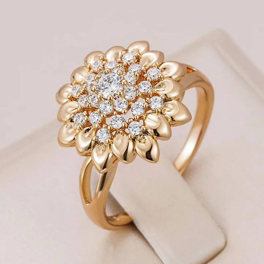 Sunflower Crystal Cluster Ring - Diane Jewelry