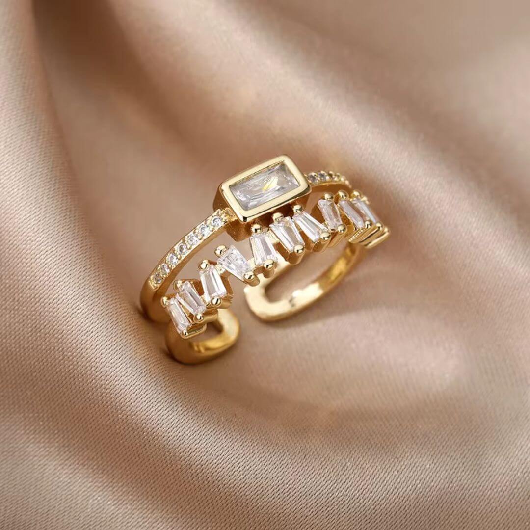 Green Baguette Crystal Ring - Diane Jewelry