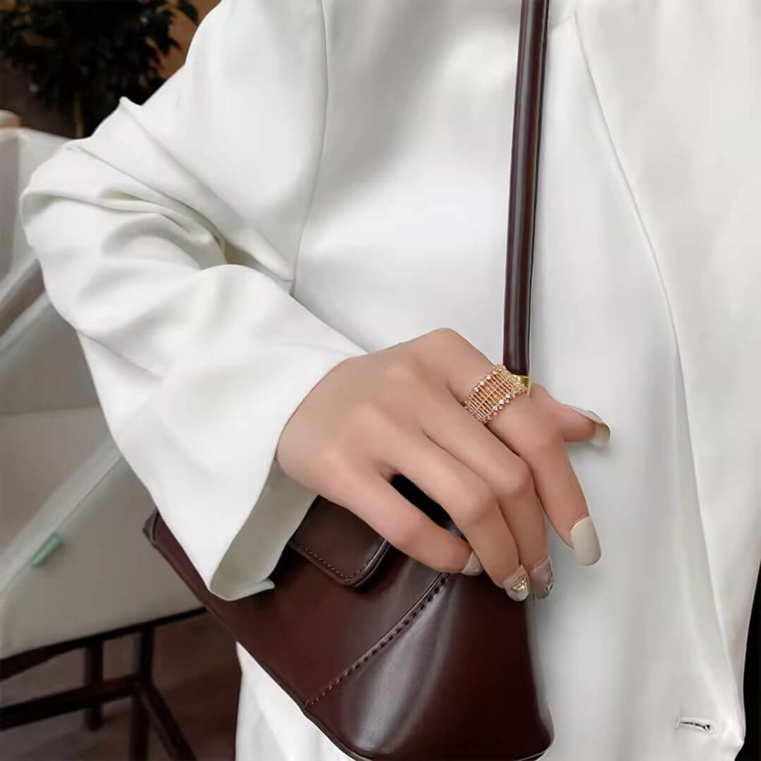 Textured Wide Gold Ring - Diane Jewelry