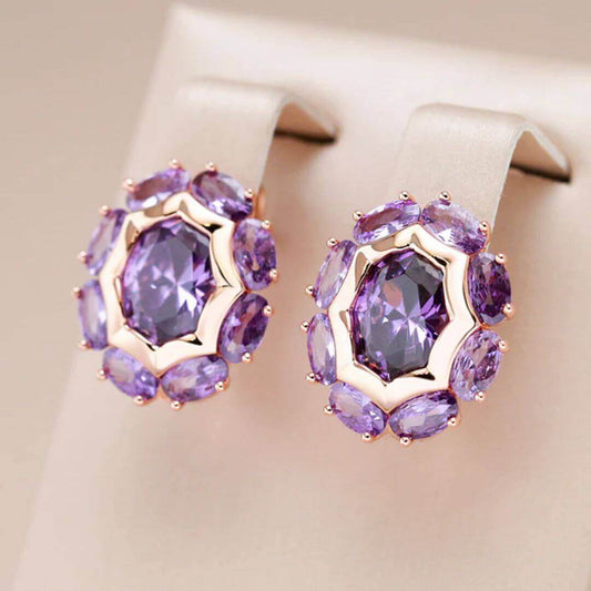 Purple Gem Vintage Earrings - Diane Jewelry